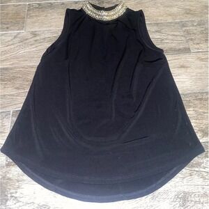 Moa Moa Women's Shirt Size Small black with jewels Bling Sleeveless Mock Neck